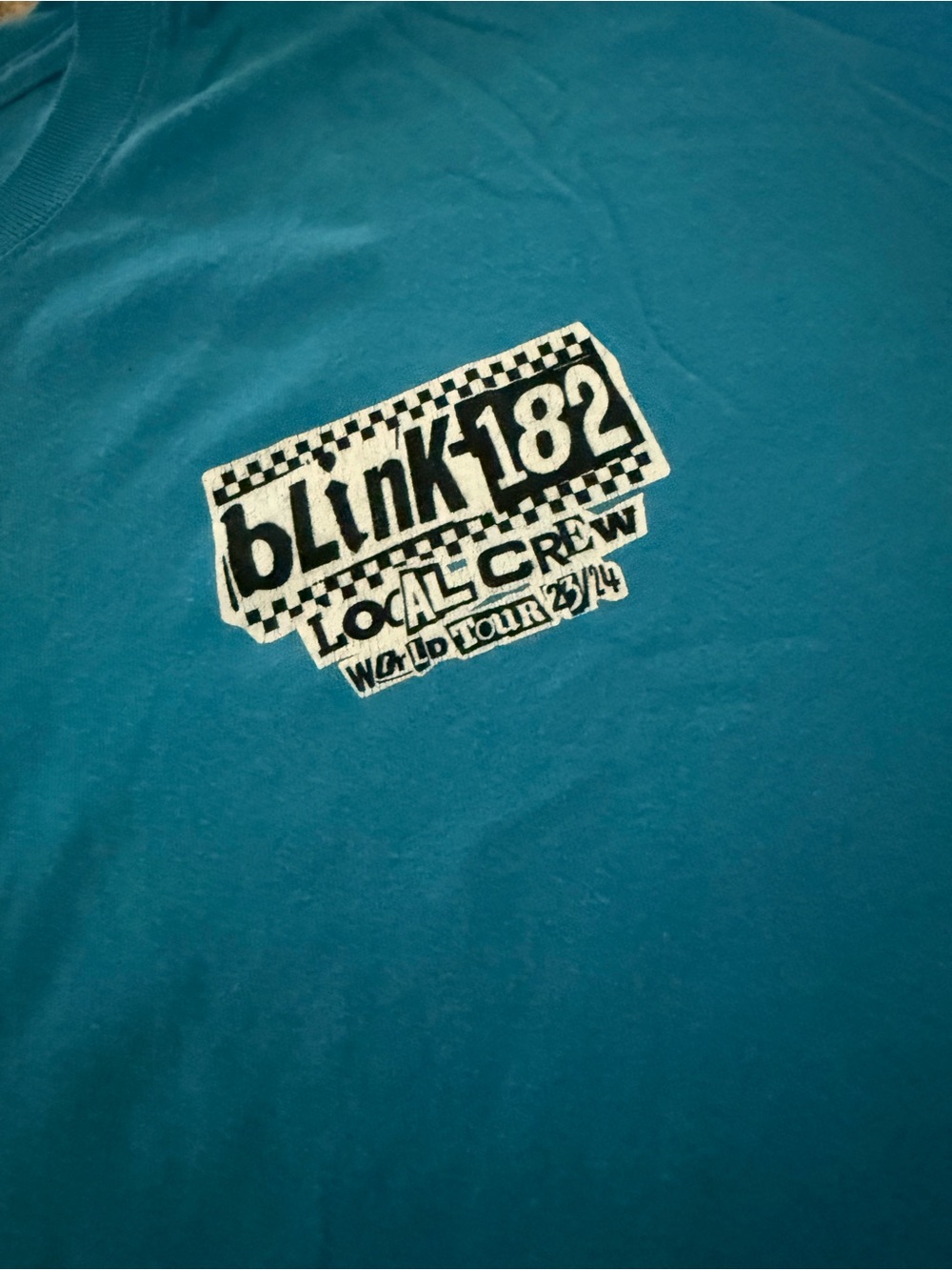 Teal Blink 182 Graphic Tee - Local Crew World Tour. 100%cotton